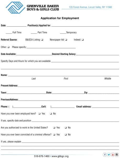 Employment application